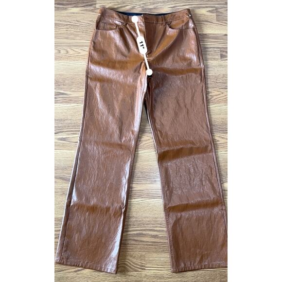A.L.C. Women's Brown Freddie Faux Leather Bootcut Pants size 14 - Picture 6 of 11